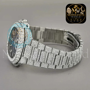 Montre unisexe tendance en acier inoxydable style Hip Hop, sertie de diamants Moissanite VVS, mouvement à quartz - Product Image 3
