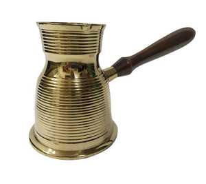 Cafetière turque en cuivre plaqué argent, gravée, Cezve Ibrik, cafetière à expresso pour cuisinière, avec poignée en bois - Product Image 4