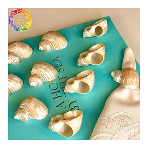 Porte-serviettes de table classique en coquillages naturels Ocean Breeze, écologique, largeur 5 cm, décoration de table à manger - Product Image 3