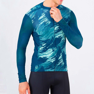 Maillot de cyclisme à manches longues pour homme, impression par sublimation, motif bleu, respirant, anti-transpiration, séchage rapide, taille adulte - Product Image 1