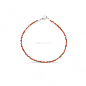 Pulsera de piedras naturales de sunstone rojo con microfacetos, pulsera de gemas de sunstone redondas para mujer, 2MM, joyería de cristal curativo al por mayor. - Product Image 6