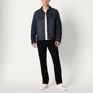 Men <b>Denim</b> <b>Jacket</b> Full Sleeve Washed Jeans Button-Up Coat Vintage Streetwear Slim Fit Windproof Front Logo OEM Wholesale - Product Image 1