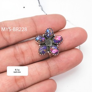 แหวนเงินแท้ 925 ประดับพลอยเทอร์ควอยซ์สีชมพูธรรมชาติ ราคาขายส่งสำหรับเครื่องประดับพลอยสำหรับสุภาพสตรี - Product Image 2