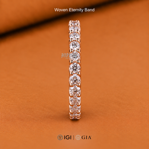 แหวนเพชรทรงกลมแบบ Trellis Style Eternity Band ขนาด 2.50 มม. เพชรเพาะเลี้ยงในห้องปฏิบัติการ แหวนแต่งงานเพชรสำหรับเธอ แหวนแบบซ้อนได้ - Product Image 2