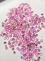 Tourmaline rose chauffée, taille brillant rond, naturelle, en vrac, 2mm 3mm 4mm, changeante de couleur, qualité excellente, rare, certifiée par un tiers