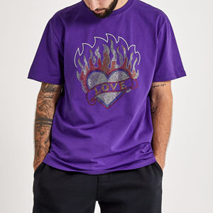 Camiseta de Verano Casual Personalizada con Pedrería, de Algodón de Secado Rápido, con Mangas Cortas, 100% Algodón, Venta al Por Mayor - Product Image 4