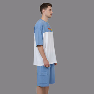 T-shirt et short pour homme en jersey 100% coton de haute qualité, imprimé, écologique, respirant, streetwear, grande taille, été - Product Image 3