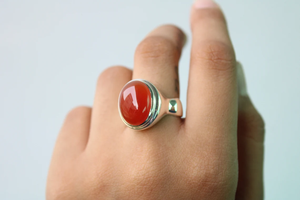 Natural Carnelian <b>Midi</b> <b>Ring</b> 925 Sterling Silver Gemstone Handmade <b>Ring</b> Carnelian <b>Ring</b> Carnelian Silver <b>Ring</b> - Product Image 2
