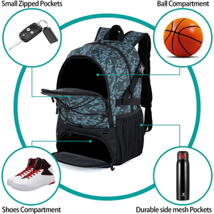 Sac à dos de basketball personnalisable en nylon 1680D, sac de sport avec compartiment séparé pour ballon et chaussures, capacité 50-70L, football, volley-ball - Product Image 6