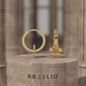 Pendientes de Aro con Flor Dorada, Pendientes Minimalistas Florales para Mujer, Joyería Elegante de Plata de Ley, Regalo Elegante - Product Image 2