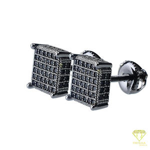 Boucles d'oreilles carrées en argent sterling 925 avec diamants Moissanite, éclat brillant, bijoux de luxe pour hommes et femmes - Product Image 2
