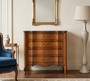 Antique Solid Wood <b>Chest</b> Drawers Classic 4-Drawer Accent <b>Storage</b> Cabinet Contemporary Luxury Bedroom Furniture Hotel Living Room - Product Image 4