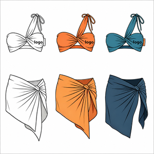 Maillot de bain d'été personnalisé, tenue de plage tendance, paréo, bikini 3 pièces, maillot de bain asymétrique, paréo en tulle, tenue de plage - Product Image 2