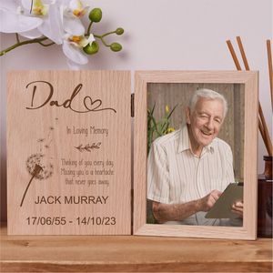 Personalized Wood Photo <b>Frame</b> <b>Memorial</b> Gift Custom Engraved Picture <b>Frame</b> Folding Wooden <b>Frame</b> for Dad Funeral Bereavement Decor - Product Image 1