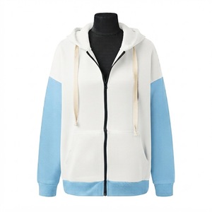 Sudadera con capucha negra de peso pesado para hombre, con cremallera completa, estilo oversize, chaqueta deportiva informal, sudadera de streetwear con bolsillos - Product Image 5