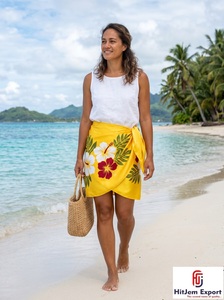 Pareo Hawaiano de Satén con Puntos Tejidos, Pareo Polinesio Floral, Envoltura de Playa Ligera para Verano, Fabricante de Telas Personalizadas OEM ODM - Product Image 2
