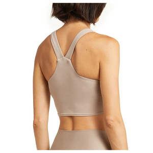 Soutien-gorge de sport sans coutures à col en V profond, maintien moyen, dos nageur, pour le yoga et les activités sportives, design uni, pour femme - Product Image 3