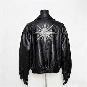 Chaqueta Bomber de Invierno para Hombre, Personalizada al por Mayor, de Alta Calidad, Resistente al Viento, de Cuero PU, con Cuello Alto, Estilo Motero, con Estampado Personalizado en la Parte Delantera - Product Image 2