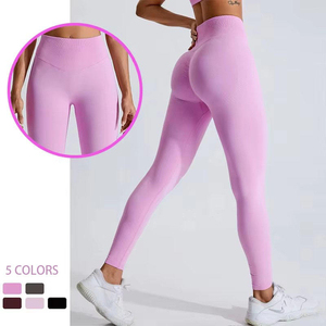 <b>Women</b> Yoga Sets High Quality Spandex/Nylon Solid Fabric High Elastic Waist Breathable Full Length Yoga <b>Leggings</b> Pants for - Product Image 5