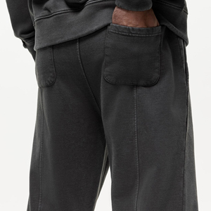 Pantalon de jogging pour homme en coton noir, taille élastique, coupe droite décontractée, ample, poids moyen, respirant, avec poches latérales - Product Image 3
