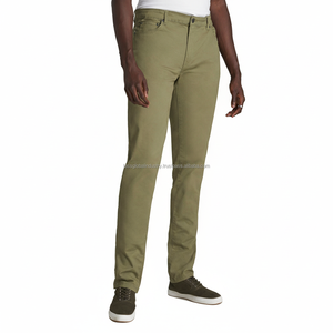 Men's Slim Fit <b>Chino</b> Pants Brown Mid Waist Solid Custom OEM Wholesale - Product Image 3