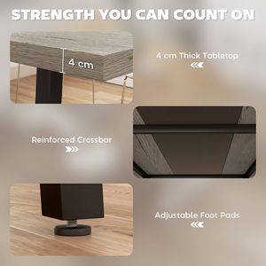 Tavolo da Cucina Industriale per 8 Persone, Tavolo da Pranzo Allungabile da 180 cm con Ampio Piano Grigio e Gambe in Acciaio per Sala da Pranzo - Product Image 6