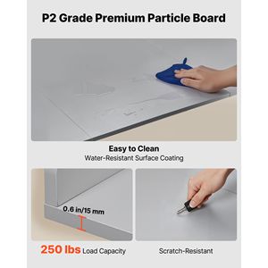 Piano d'appoggio in legno resistente all'acqua 54 x 27,5 pollici per lavatrice/asciugatrice con 2 ganci, per organizzazione e stoccaggio domestico, bordo superiore per macchina lavatrice - Product Image 4