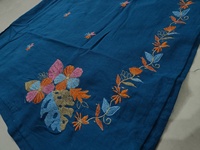 Kurti sans manches pour femme, bleu marine, en coton brodé, imprimé numérique, séchage rapide, longueur genou, coupe classique, style ethnique traditionnel