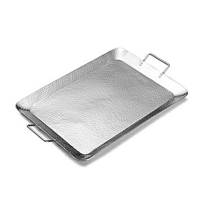 Elegant Silver Plated <b>Square</b> Serving Tray Scalloped <b>Edge</b> Metal Decorative Platter for Weddings Events Home Decor On Sale - Product Image 4