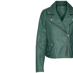 Chaqueta de Motociclista de Cuero Genuino para Mujer, Personalizada para Universidad, Verde Bosque, Cierre Asimétrico, OEM, Cinturón con Broches Laterales, Chaqueta de Moto - Product Image 4