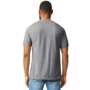T-shirt pour homme en mélange de coton CVC, couleur gris sport, manches courtes, respirant, léger, décontracté, vêtement uni - Product Image 2