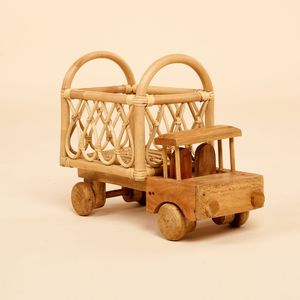 Latest design cute rattan toy trucks for kids role <b>play</b> excellent quality handwoven truck toys - Product Image 2