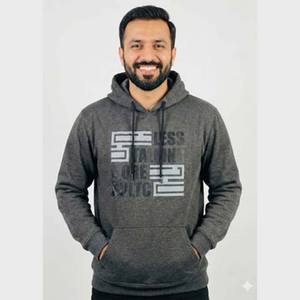 เสื้อฮู้ดผู้ชายเท่ห์ๆ ผ้าผสมโพลีเอสเตอร์และคอตตอน ผ้าฟลีซอุ่นๆ สำหรับฤดูหนาว สวมใส่สบายๆ มีฮู้ด สามารถสกรีนโลโก้ได้ สไตล์สตรีทแฟชั่น แนวสปอร์ต - Product Image 1