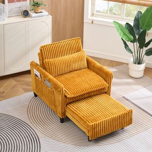 Sofá Cama Pequeño y Cómodo de Color Amarillo para Dormitorio, Balcón o Apartamento con Almohada Lazy Pillo - Product Image 3