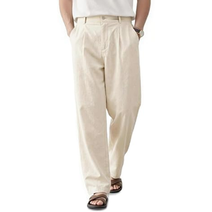 กางเกงผ้าลินินผู้ชายทรงหลวมสบายๆ สำหรับฤดูร้อน กางเกงชายหาดเอวยางยืด น้ำหนักเบา ระบายอากาศได้ดี สวมใส่สบาย - Product Image 3