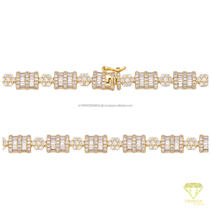 Collier Hip Hop de Luxe en Argent Sterling 925 avec Diamants Moissanite et Maillons Baguette, Plaqué Or, pour Vente en Gros de Bijoux - Product Image 6