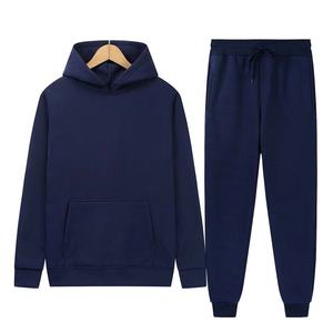 ชุดวิ่งฤดูใบไม้ผลิสำหรับผู้ชายแบบ unisex พร้อมโลโก้สั่งทำ เสื้อฮู้ดดี้และกางเกงจ็อกเกอร์ลายเรียบ ชุดเซ็ตสองชิ้นเข้าชุดกันสำหรับผู้ชาย - Product Image 1