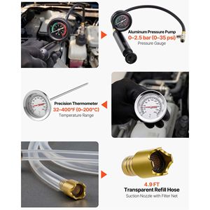 Kit Tester Pressione Liquido Refrigerante 47 Pezzi, Kit Riempimento Radiatore Sottovuoto con 3 Adattatori Metallici Universali per Sistema di Raffreddamento Auto - Product Image 6