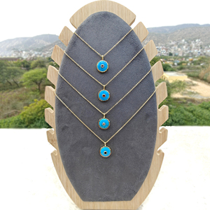 Collier pendentif unisexe plaqué or avec mini-breloque en zircon cubique turquoise, best-seller, monture en collet pour pierres précieuses - Product Image 6