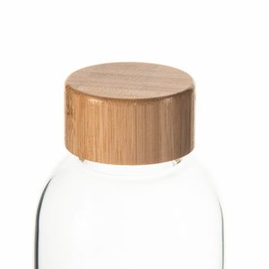 Wholesale Transparent Borosilicate Glass <b>Bottle</b> with Wooden Lid Reusable Heat Resistant Drinking <b>Bottle</b> for Home Office Travel - Product Image 5