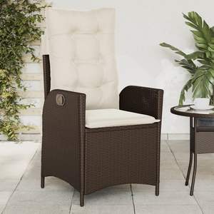 Brown Poly <b>Rattan</b> <b>Reclining</b> Patio <b>Chair</b> with Cushions - Product Image 1