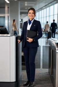 Custom Full <b>Sleeve</b> Airline Uniforms for Pilot Cabin Crew | OEM ODM Aviation Uniforms | Women <b>Boarding</b> Gate Agent Uniform - Product Image 6