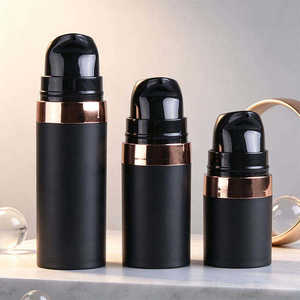 Bouteilles en plastique PP noir 5ML, 10ML, 15ML, effet soyeux givré, nouveau flacon pompe sans air portable pour produits de soin et fond de teint - Product Image 5