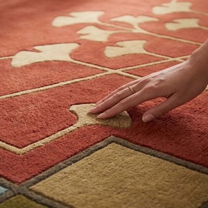 Alfombra de terracota artesanal con borde floral, alfombra de lana estilo misionero para sala de estar, dormitorio, decoración vintage - Product Image 6