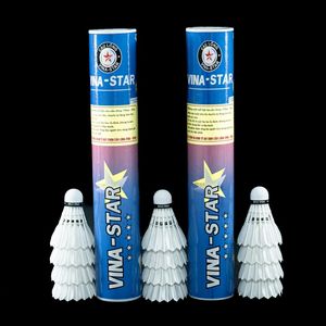 Vina-Star - Paquete de 12 Volantes de Bádminton Profesionales de Plumas de Ganso en Tubo de Papel, Alta Durabilidad, Ecológicos, Estables, para Entrenamiento Deportivo - Product Image 1