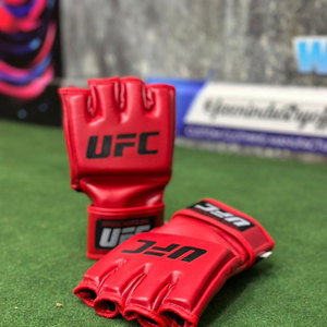 Fazn Industry High Quality Leather MMA Gloves Half Finger <b>Velcro</b> Closure Red Black Unisex Martial Arts Training Gloves - Product Image 6