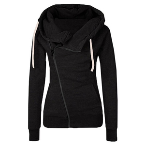 Sudadera con capucha al por mayor con cremallera, unisex, corte ajustado, negra, de felpa francesa, informal, para otoño, transpirable, de longitud regular - Product Image 1