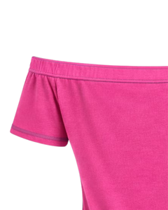 T-shirt vert forêt pour femme, épaules dénudées, avec bordure contrastée, manches courtes, coupe ajustée, décontracté, été, fabrication OEM personnalisée - Product Image 5