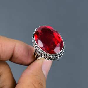 Handmade Mozambique Garnet Ring Vintage 925 Sterling Silver Statement Jewelry Luxury Natural Gemstone <b>Gift</b> <b>For</b> <b>Her</b> - Product Image 3