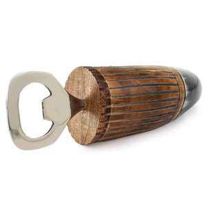Ouvre-bouteille artisanal écologique en corne de vache, outil de bar durable en métal inoxydable, logo personnalisable pour usage domestique, fabriqué en Inde - Product Image 3